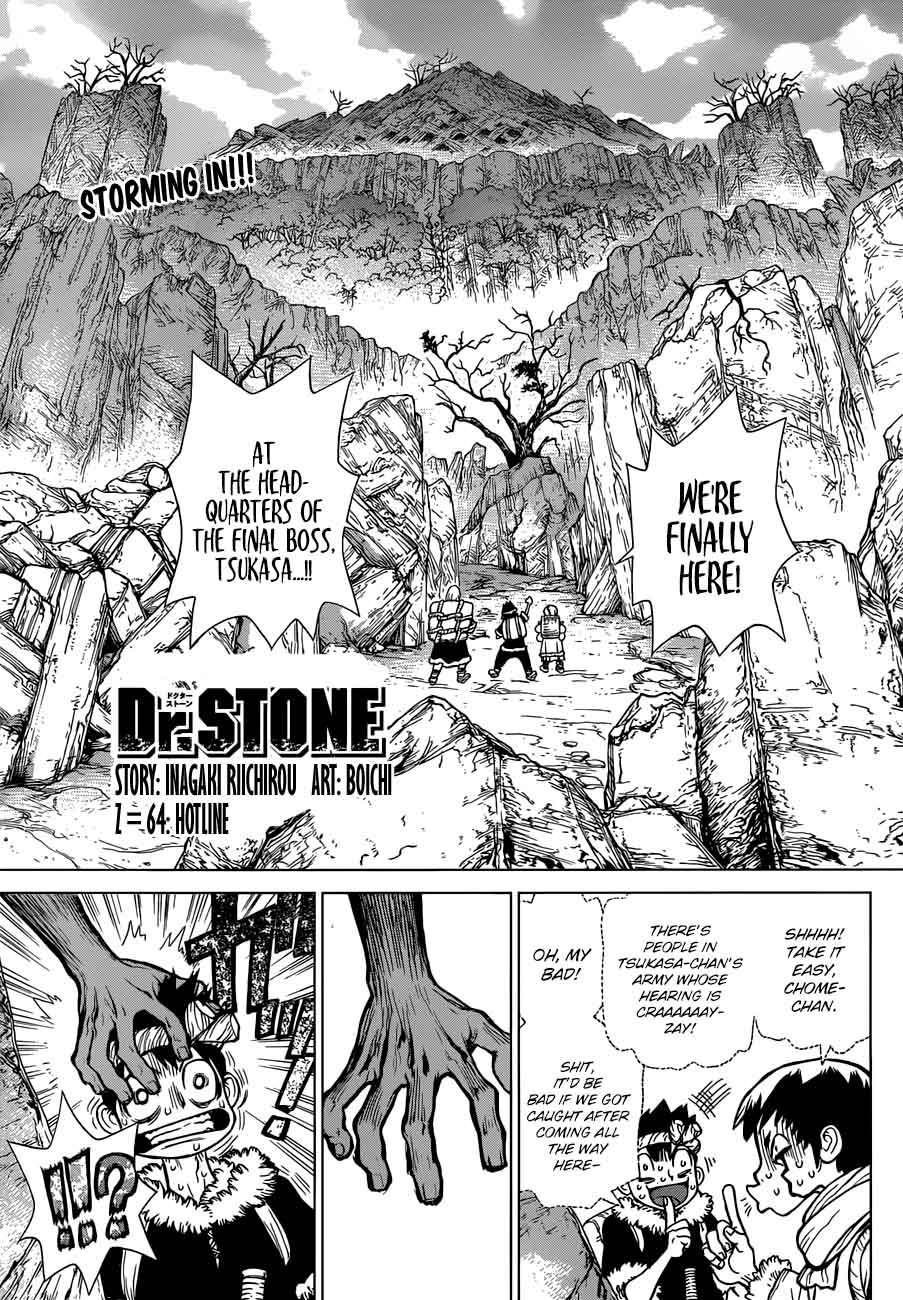 Dr. Stone Chapter 64 page 1 - Chapter 64: Hotline