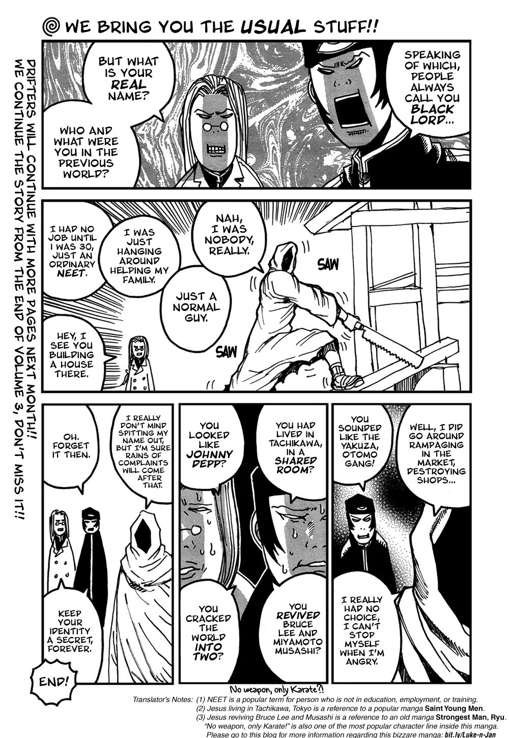 Drifters Chapter 35.5 page 2 - Chapter 35.5: Luke and Jan's Corner
