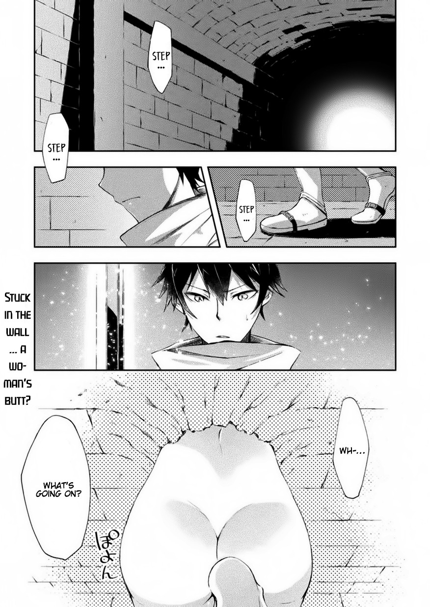 Dungeon Kurashi no Moto Yuusha Chapter 1 page 2 - Chapter 1: Stuck in the wall… a woman’s butt?