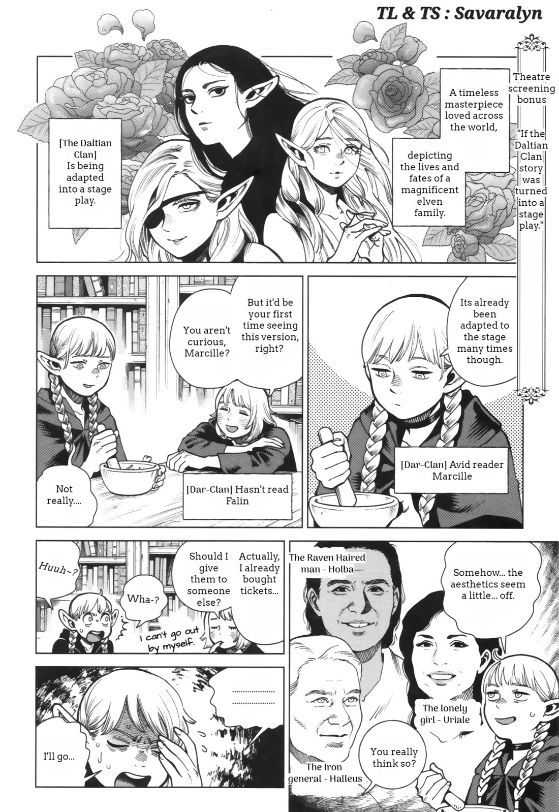 Dungeon Meshi Chapter 97.7 page 1 - Chapter 97.7: Extra - The Daltian Clan Series: Book Source vs Live Adaptation