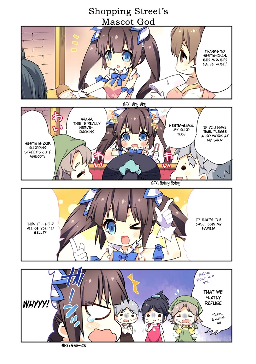 Dungeon ni Deai o Motomeru no wa Machigatte Iru Darou ka 4-koma - Kami-sama no Nichijou Chapter 1.1 page 4 - Vol.1 Chapter 1