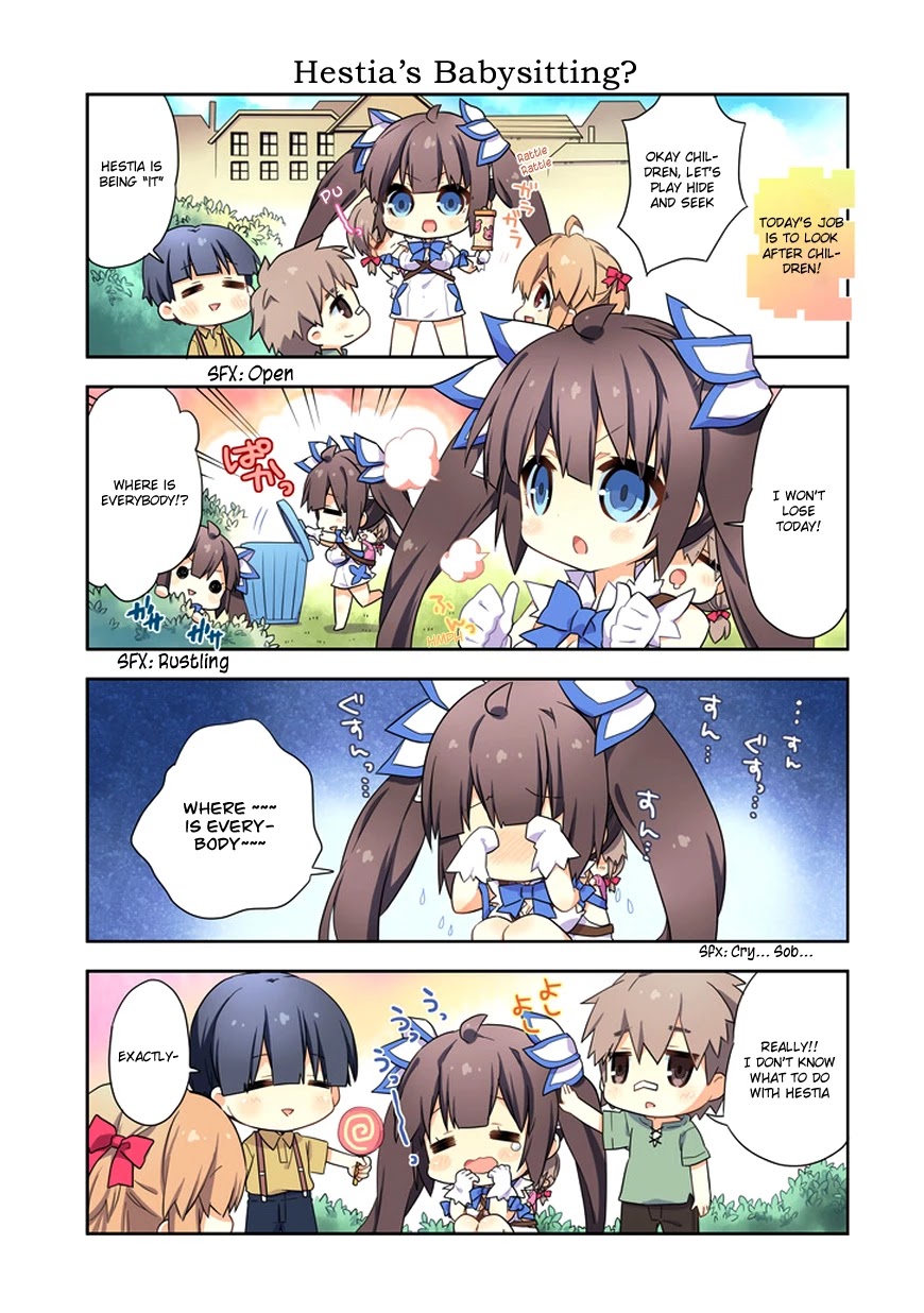 Dungeon ni Deai o Motomeru no wa Machigatte Iru Darou ka 4-koma - Kami-sama no Nichijou Chapter 1.1 page 5 - Vol.1 Chapter 1