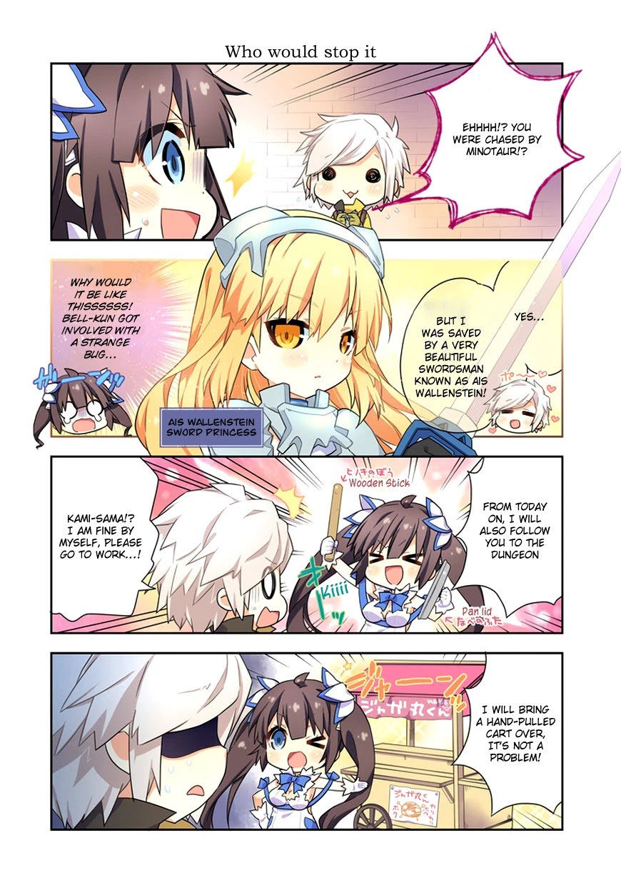 Dungeon ni Deai o Motomeru no wa Machigatte Iru Darou ka 4-koma - Kami-sama no Nichijou Chapter 1.1 page 8 - Vol.1 Chapter 1
