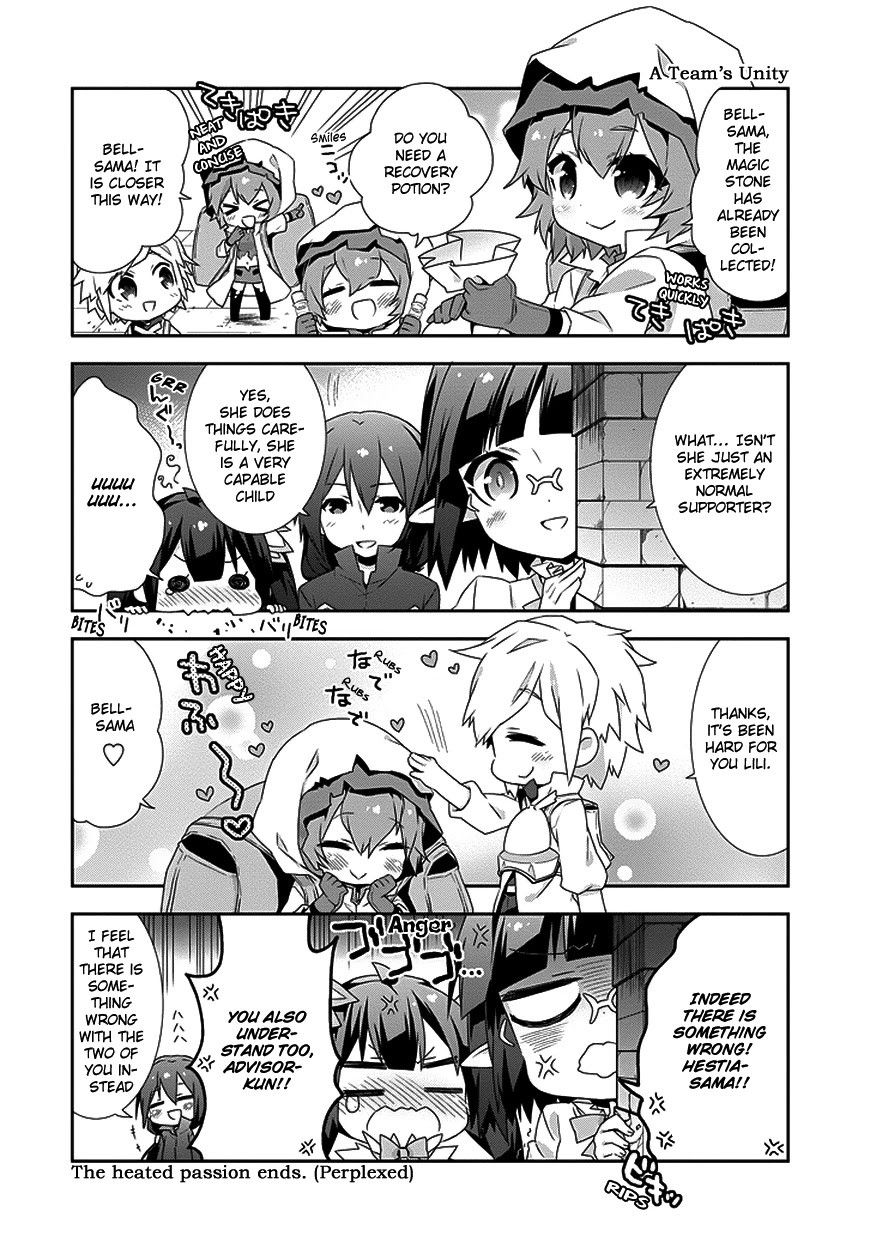 Dungeon ni Deai o Motomeru no wa Machigatte Iru Darou ka 4-koma - Kami-sama no Nichijou Chapter 1.10 page 4 - Vol.1 Chapter 10
