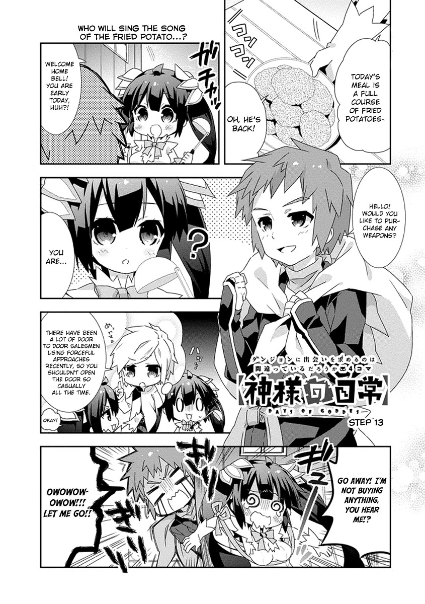 Dungeon ni Deai o Motomeru no wa Machigatte Iru Darou ka 4-koma - Kami-sama no Nichijou Chapter 1.13 page 1 - Vol.1 Chapter 13