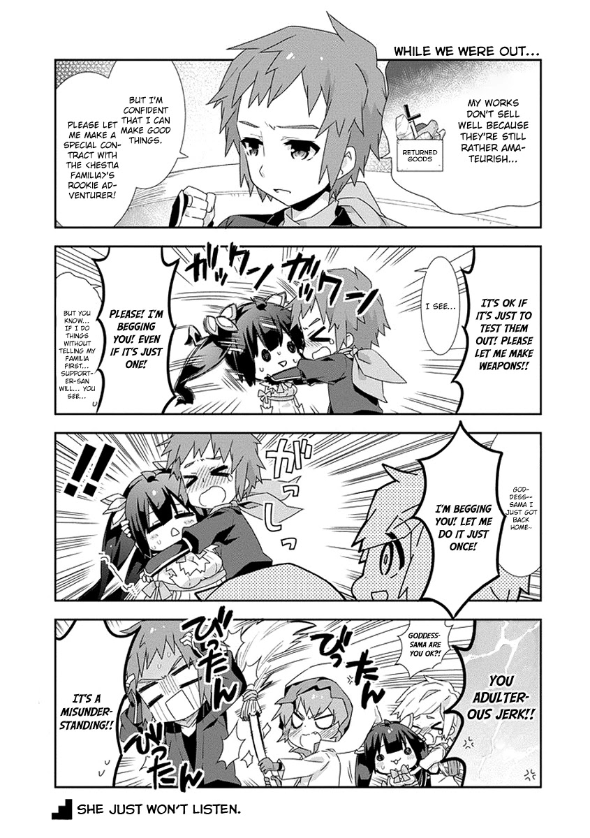 Dungeon ni Deai o Motomeru no wa Machigatte Iru Darou ka 4-koma - Kami-sama no Nichijou Chapter 1.13 page 3 - Vol.1 Chapter 13