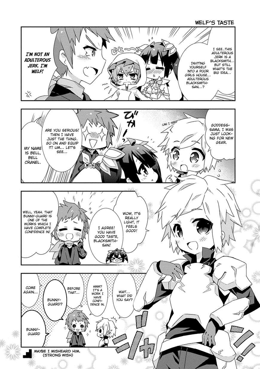Dungeon ni Deai o Motomeru no wa Machigatte Iru Darou ka 4-koma - Kami-sama no Nichijou Chapter 1.13 page 4 - Vol.1 Chapter 13