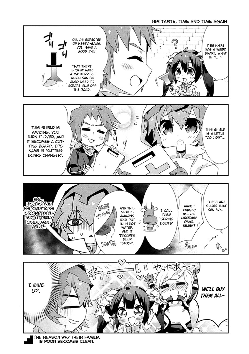 Dungeon ni Deai o Motomeru no wa Machigatte Iru Darou ka 4-koma - Kami-sama no Nichijou Chapter 1.13 page 5 - Vol.1 Chapter 13