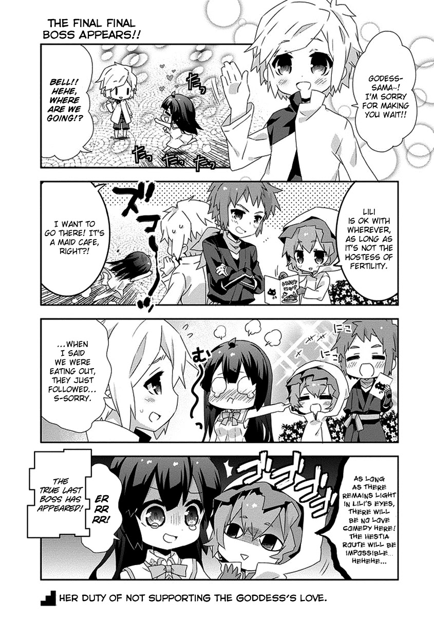 Dungeon ni Deai o Motomeru no wa Machigatte Iru Darou ka 4-koma - Kami-sama no Nichijou Chapter 1.14 page 5 - Vol.1 Chapter 14
