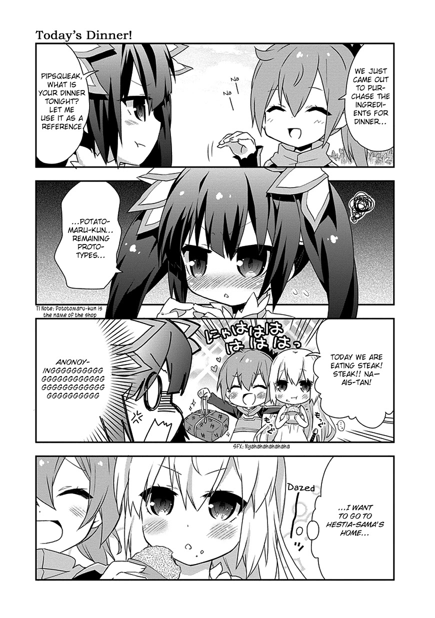 Dungeon ni Deai o Motomeru no wa Machigatte Iru Darou ka 4-koma - Kami-sama no Nichijou Chapter 1.2 page 4 - Vol.1 Chapter 2