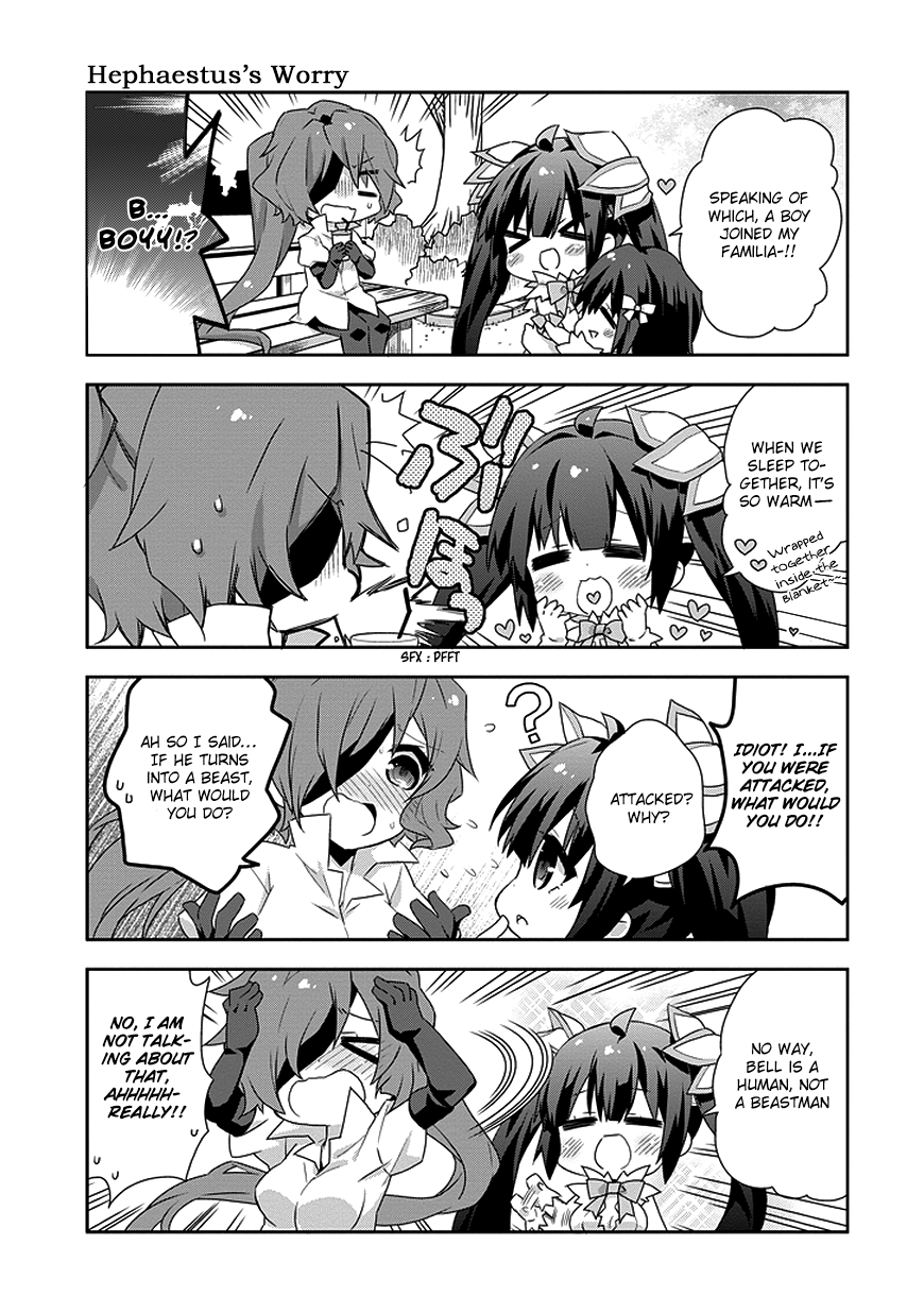 Dungeon ni Deai o Motomeru no wa Machigatte Iru Darou ka 4-koma - Kami-sama no Nichijou Chapter 1.2 page 7 - Vol.1 Chapter 2