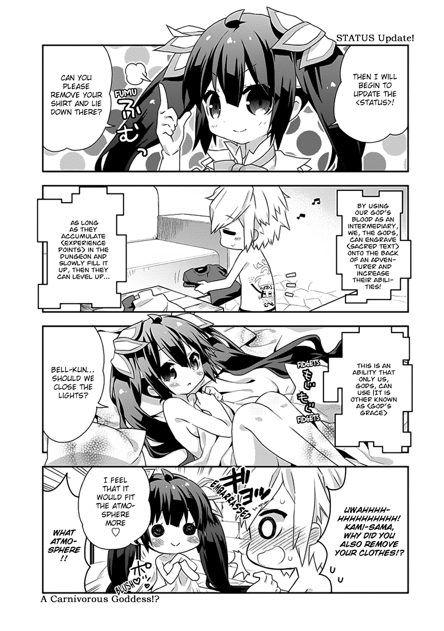 Dungeon ni Deai o Motomeru no wa Machigatte Iru Darou ka 4-koma - Kami-sama no Nichijou Chapter 1.3 page 3 - Vol.1 Chapter 3