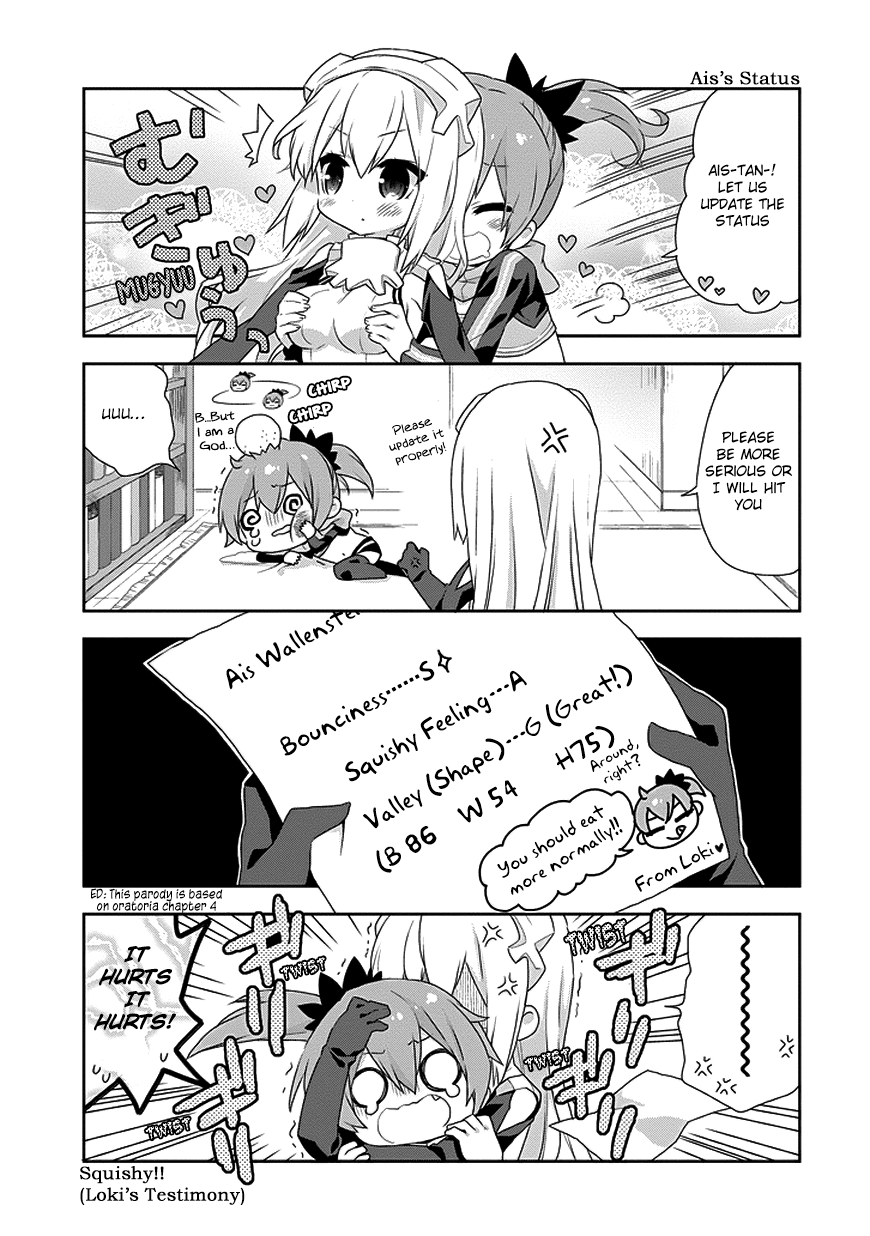 Dungeon ni Deai o Motomeru no wa Machigatte Iru Darou ka 4-koma - Kami-sama no Nichijou Chapter 1.3 page 9 - Vol.1 Chapter 3