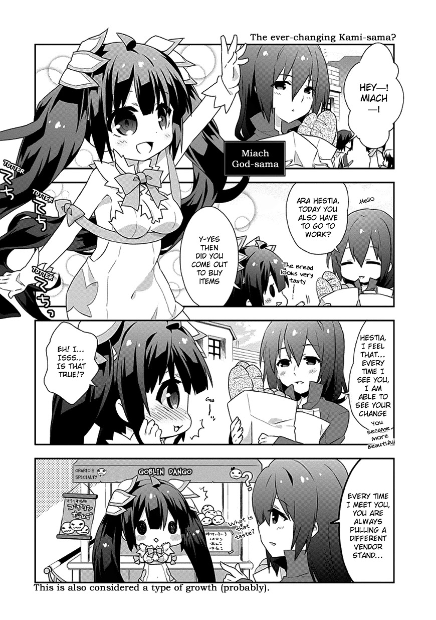 Dungeon ni Deai o Motomeru no wa Machigatte Iru Darou ka 4-koma - Kami-sama no Nichijou Chapter 1.4 page 2 - Vol.1 Chapter 4