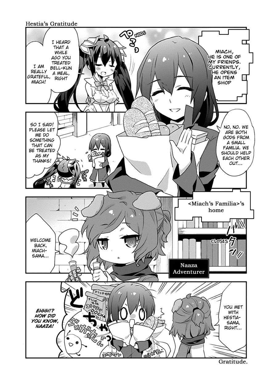 Dungeon ni Deai o Motomeru no wa Machigatte Iru Darou ka 4-koma - Kami-sama no Nichijou Chapter 1.4 page 3 - Vol.1 Chapter 4