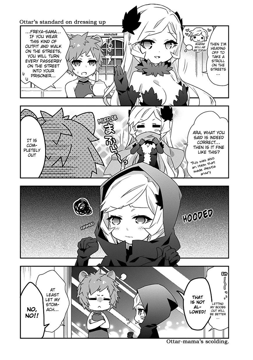 Dungeon ni Deai o Motomeru no wa Machigatte Iru Darou ka 4-koma - Kami-sama no Nichijou Chapter 1.4 page 8 - Vol.1 Chapter 4