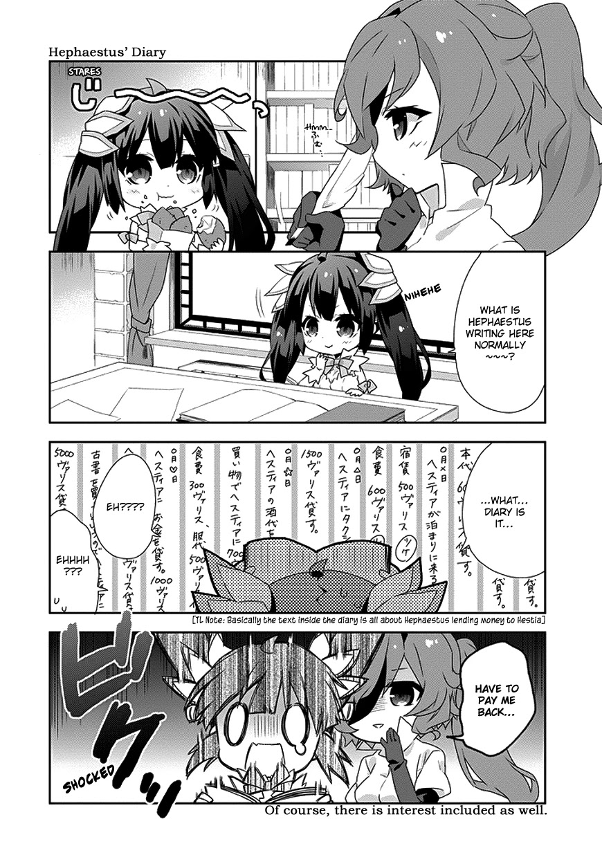 Dungeon ni Deai o Motomeru no wa Machigatte Iru Darou ka 4-koma - Kami-sama no Nichijou Chapter 1.5 page 2 - Vol.1 Chapter 5