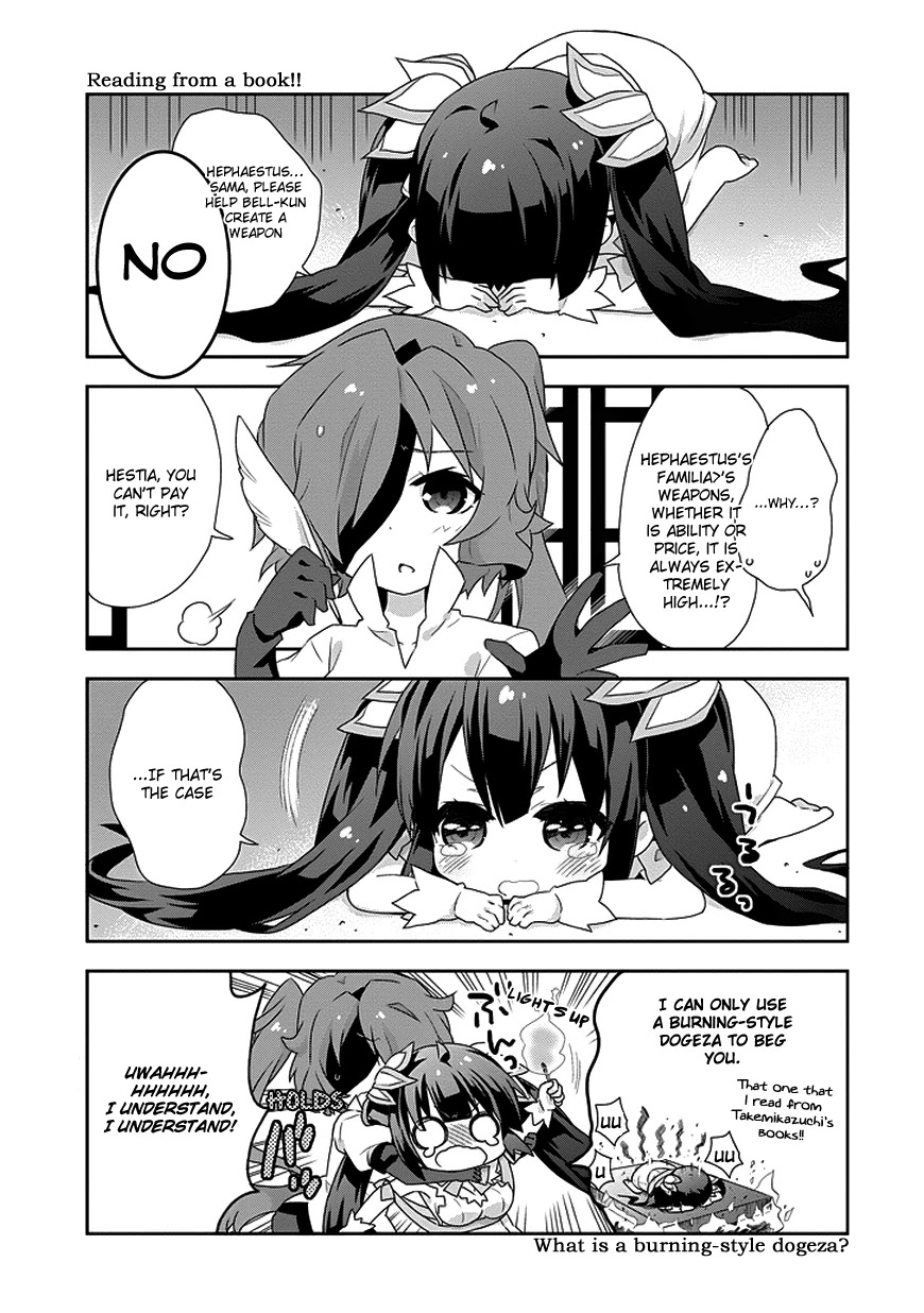 Dungeon ni Deai o Motomeru no wa Machigatte Iru Darou ka 4-koma - Kami-sama no Nichijou Chapter 1.5 page 3 - Vol.1 Chapter 5
