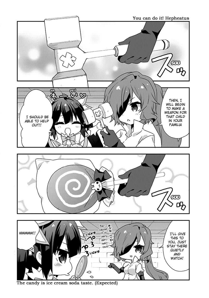 Dungeon ni Deai o Motomeru no wa Machigatte Iru Darou ka 4-koma - Kami-sama no Nichijou Chapter 1.5 page 4 - Vol.1 Chapter 5
