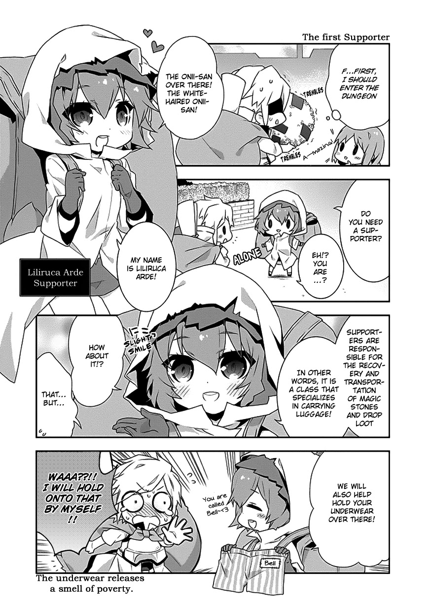 Dungeon ni Deai o Motomeru no wa Machigatte Iru Darou ka 4-koma - Kami-sama no Nichijou Chapter 1.6 page 4 - Vol.1 Chapter 6