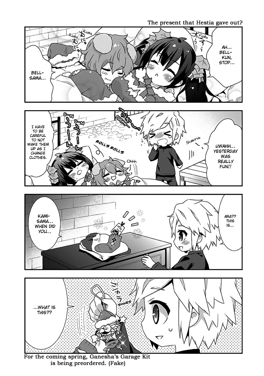Dungeon ni Deai o Motomeru no wa Machigatte Iru Darou ka 4-koma - Kami-sama no Nichijou Chapter 1.8 page 9 - Vol.1 Chapter 8