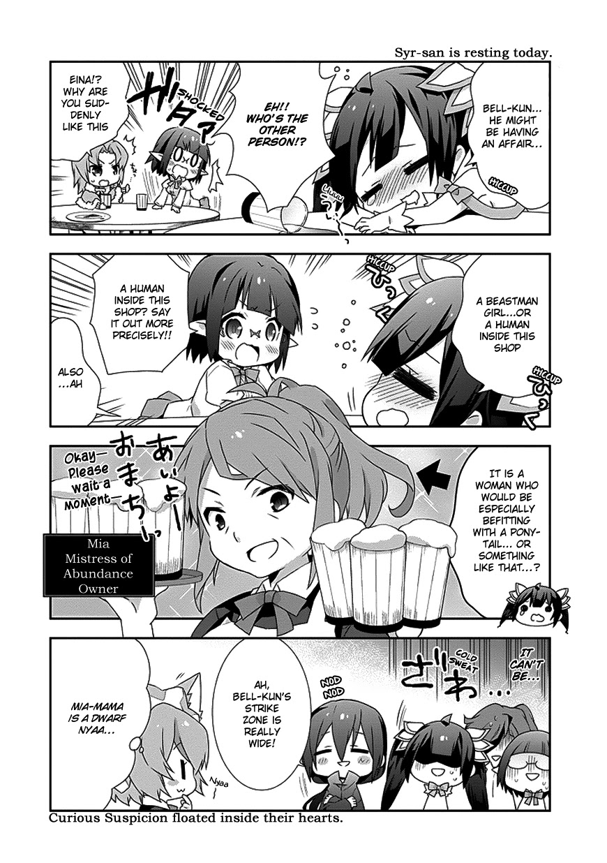 Dungeon ni Deai o Motomeru no wa Machigatte Iru Darou ka 4-koma - Kami-sama no Nichijou Chapter 1.9 page 6 - Vol.1 Chapter 9