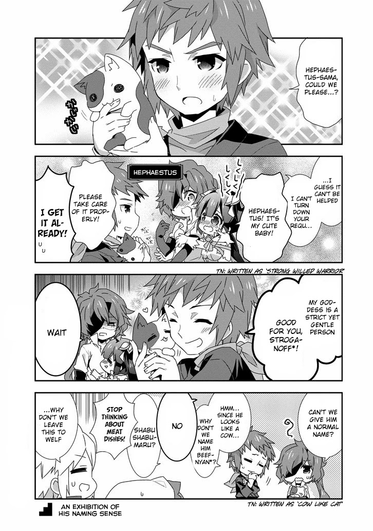 Dungeon ni Deai o Motomeru no wa Machigatte Iru Darou ka 4-koma - Kami-sama no Nichijou Chapter 2.1 page 9 - Vol.2 Chapter 1