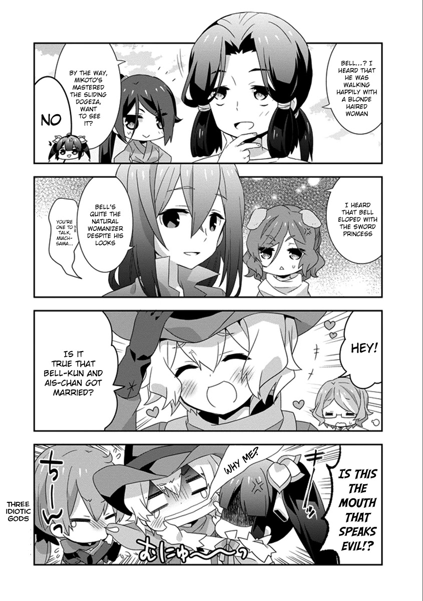 Dungeon ni Deai o Motomeru no wa Machigatte Iru Darou ka 4-koma - Kami-sama no Nichijou Chapter 2.19 page 6 - Vol.2 Chapter 19 [END]