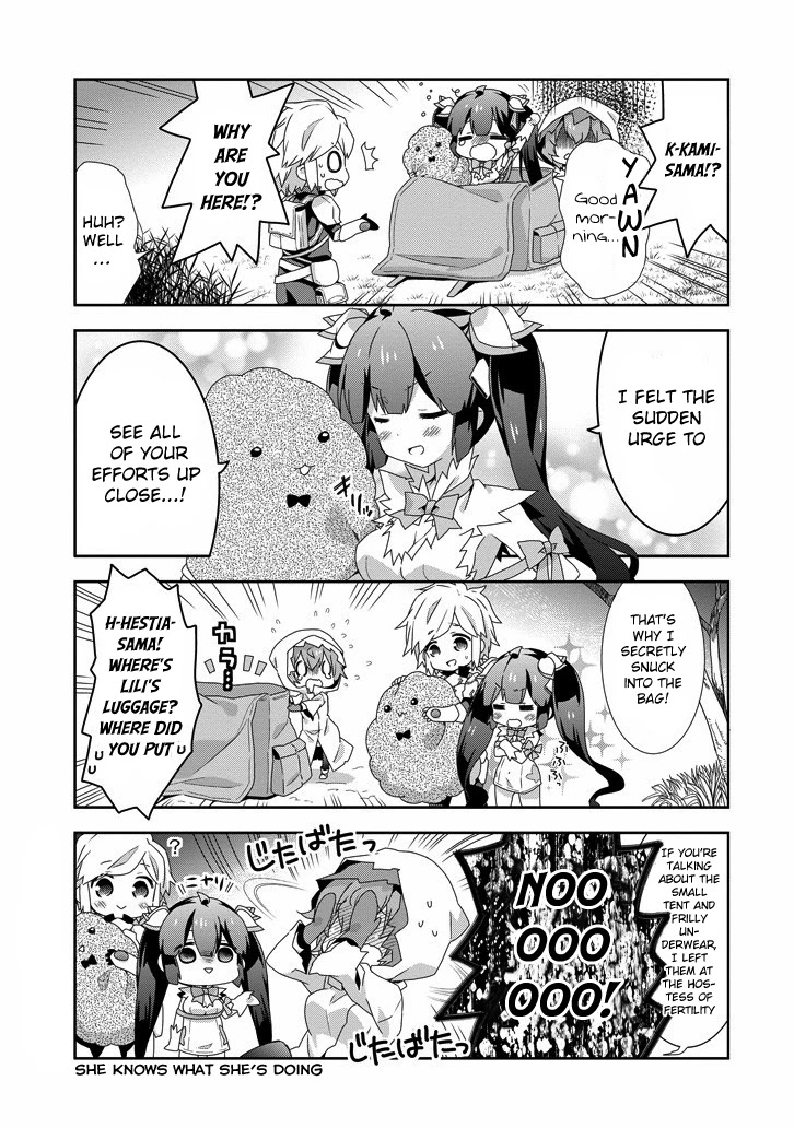 Dungeon ni Deai o Motomeru no wa Machigatte Iru Darou ka 4-koma - Kami-sama no Nichijou Chapter 2.3 page 3 - Vol.2 Chapter 3