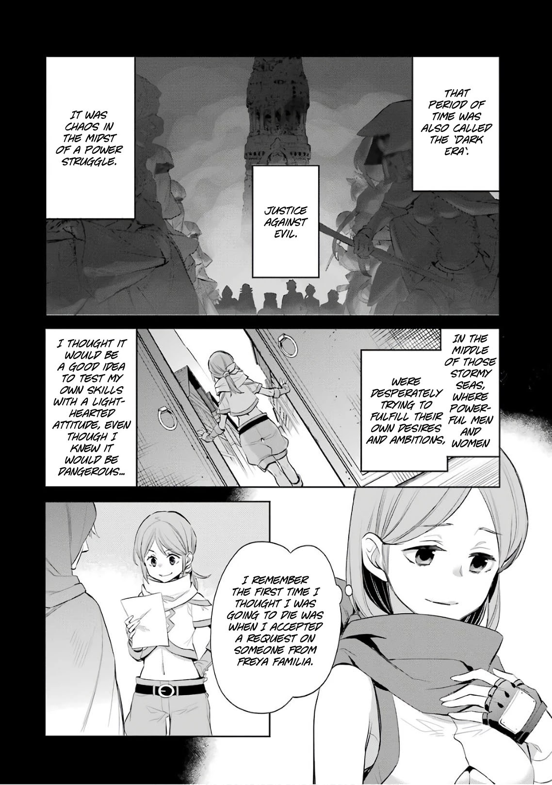 Dungeon ni Deai o Motomeru no wa Machigatte Iru Darou ka: Familia Chronicle Episode Ryu Chapter 15 page 18 - Chapter 15: Girls.05 "Black Fist" Runoa