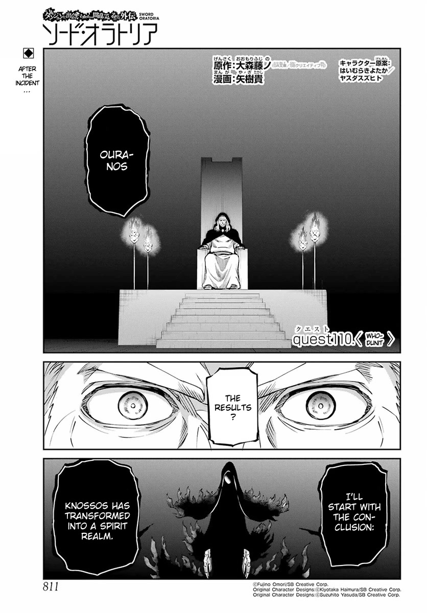 Dungeon ni Deai o Motomeru no wa Machigatte Iru Darou ka Gaiden - Sword Oratoria Chapter 110 page 1 - Chapter 110: Whodunit