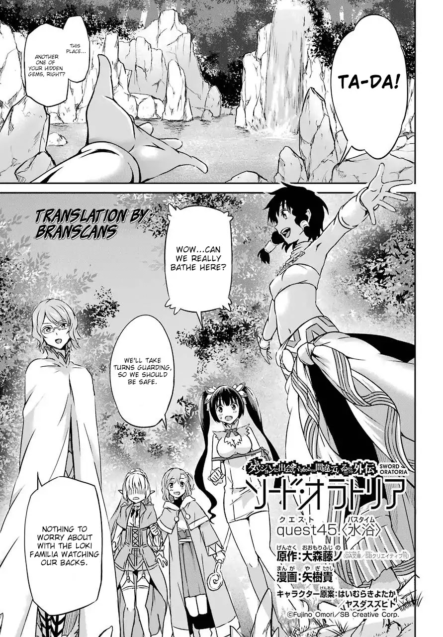 Dungeon ni Deai o Motomeru no wa Machigatte Iru Darou ka Gaiden - Sword Oratoria Chapter 45 page 1 - Chapter 45: Bath Time