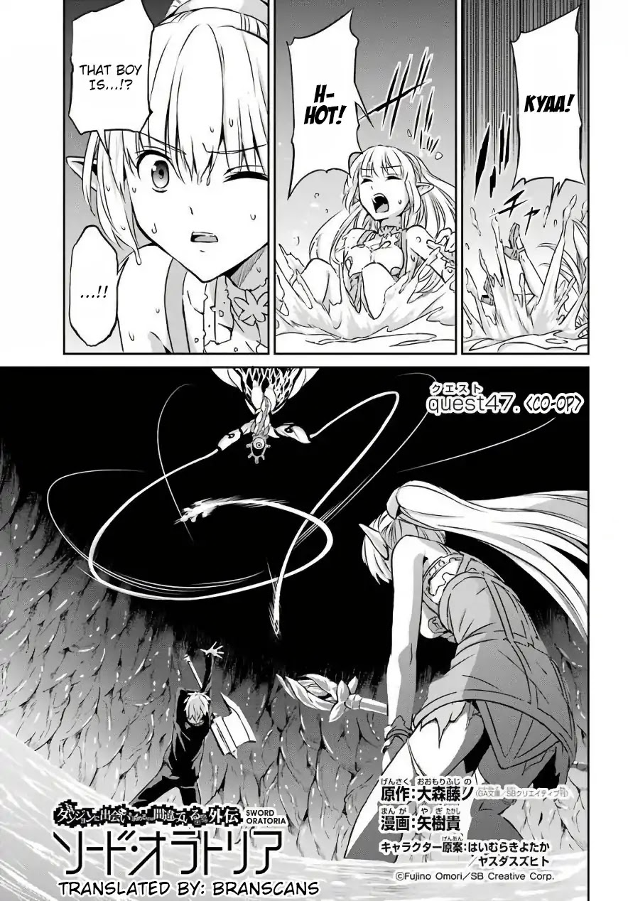 Dungeon ni Deai o Motomeru no wa Machigatte Iru Darou ka Gaiden - Sword Oratoria Chapter 47 page 1 - Chapter 47: Co-op