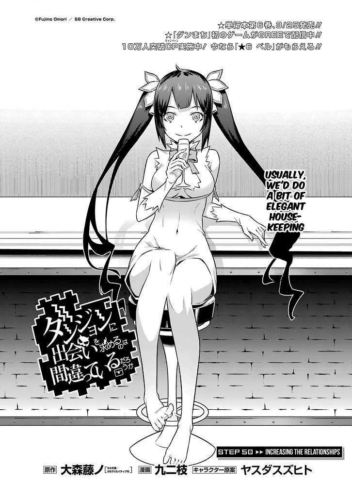 Dungeon ni Deai o Motomeru no wa Machigatte Iru Darou ka Chapter 50 page 4 - Chapter 50: Increasing the Relationships