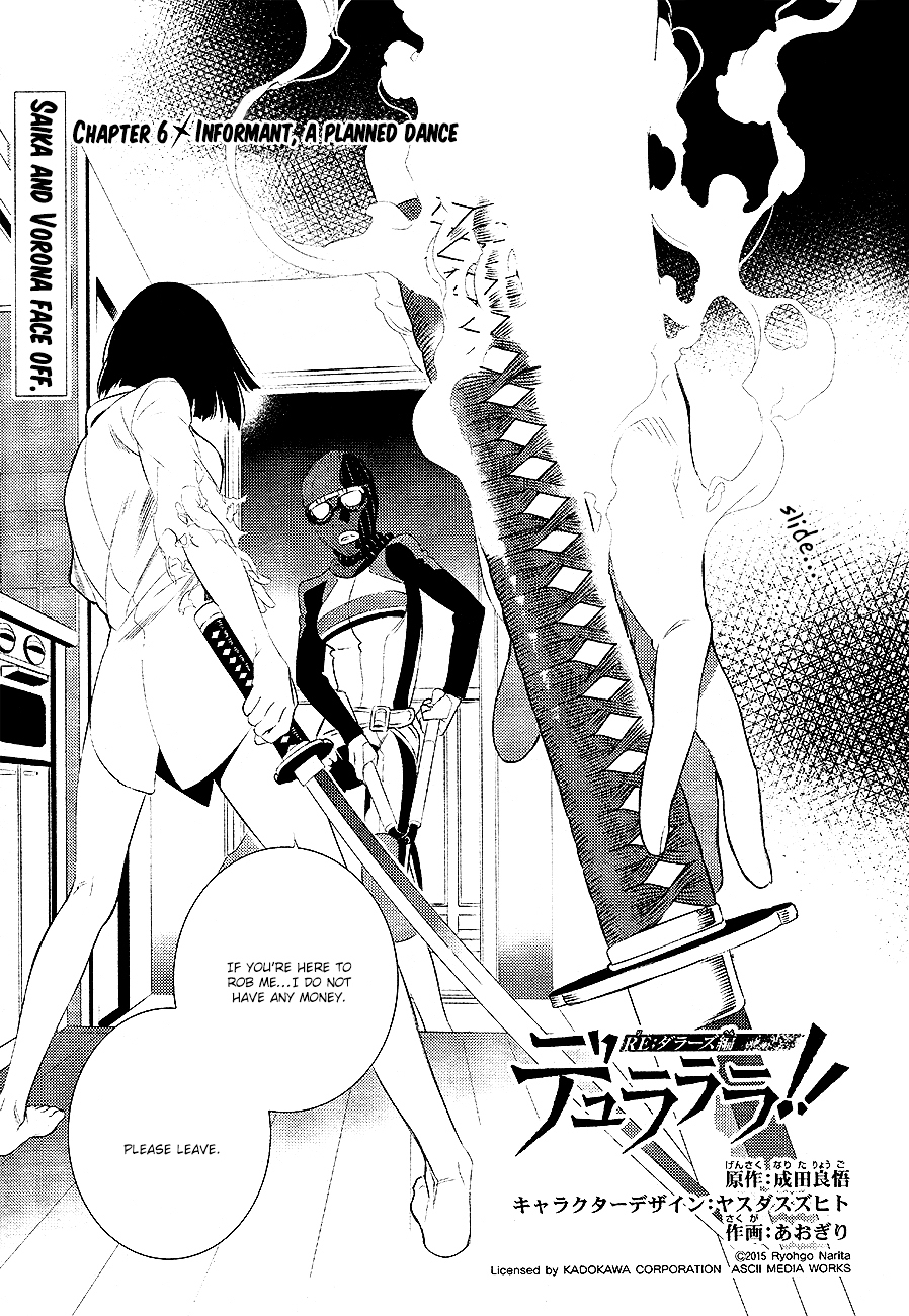 Durarara!! - Re;Dollars Hen Chapter 6 page 1 - Chapter 6 : Informant, A Planned Dance