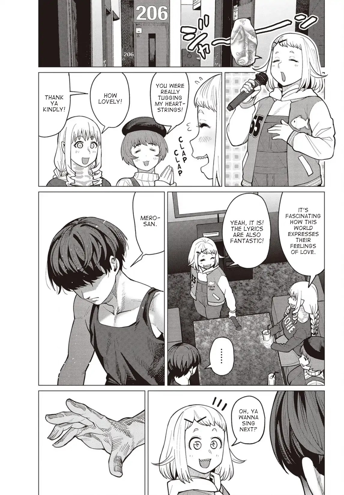 Elf-san wa Yaserarenai. Chapter 26 page 14 - Chapter 26: Appointment 26: Dangerous Sound Waves (Part 2)
