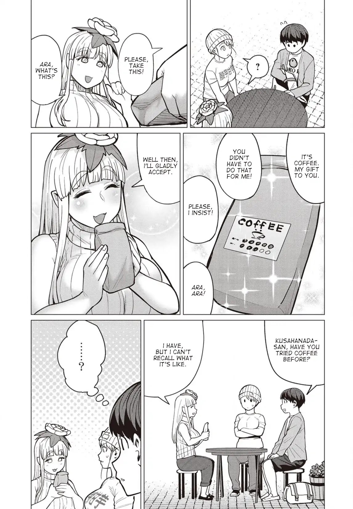 Elf-san wa Yaserarenai. Chapter 28 page 10 - Chapter 28: Appointment 28: Dark Roasted Grass