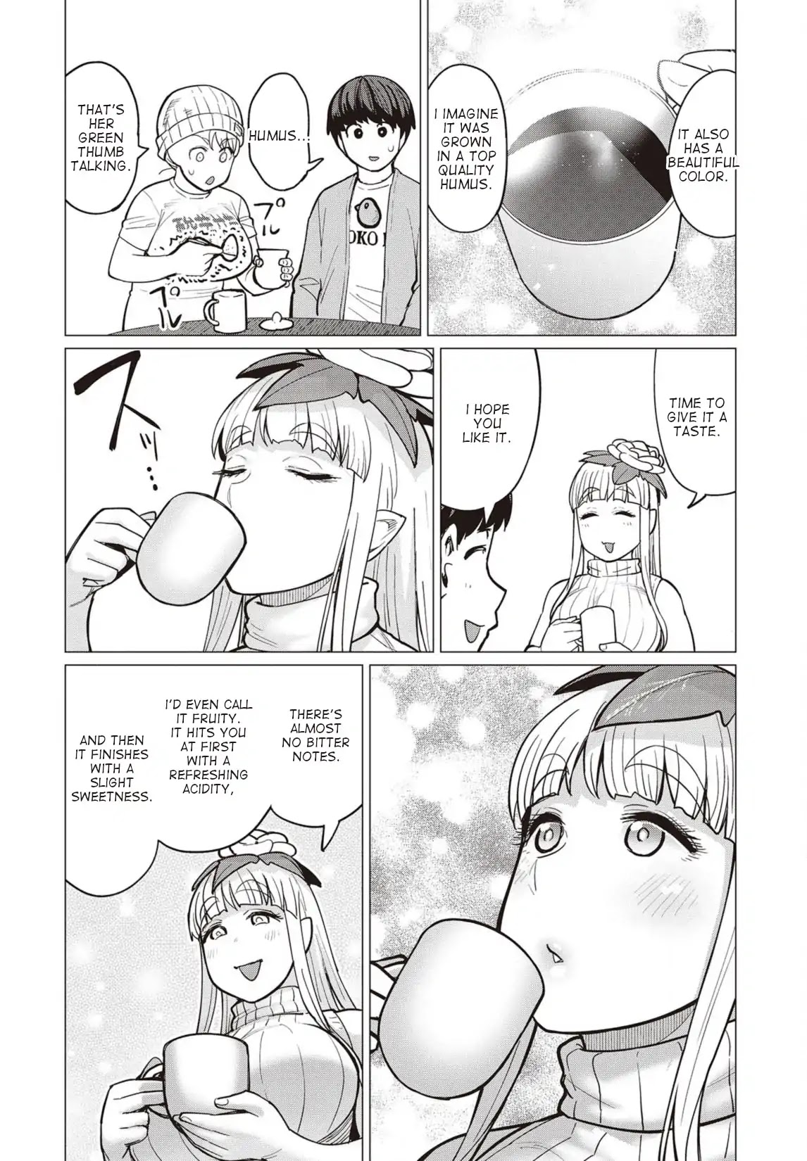 Elf-san wa Yaserarenai. Chapter 28 page 13 - Chapter 28: Appointment 28: Dark Roasted Grass