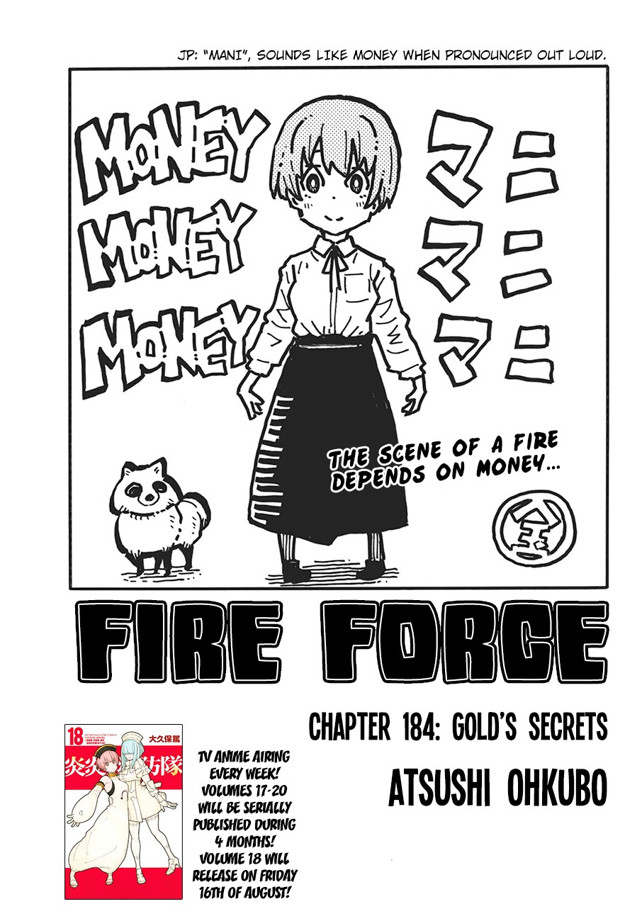 Enen no Shouboutai Chapter 184 page 1 - Chapter 184: Gold's Secrets