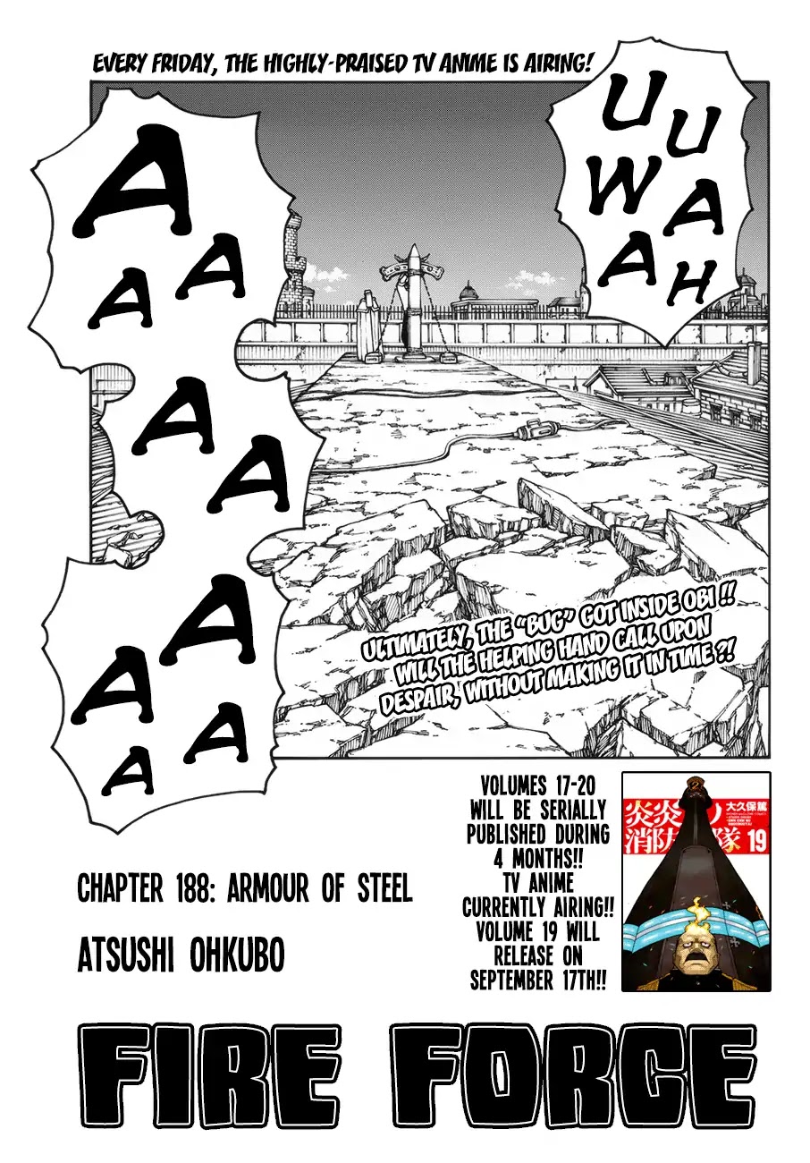 Enen no Shouboutai Chapter 188 page 1 - Chapter 188: Armour of Steel