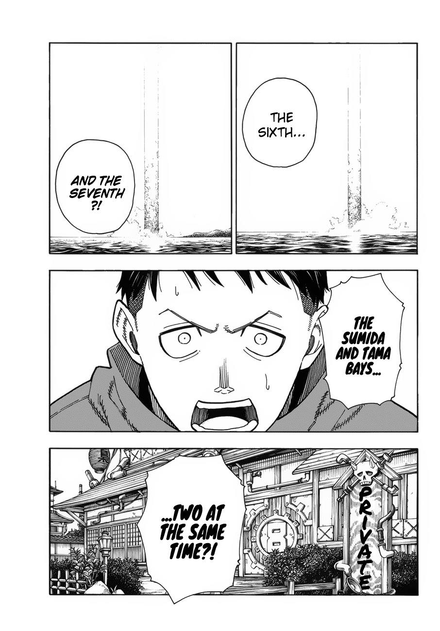 Enen no Shouboutai Chapter 223 page 7 - Chapter 223: The Roughneck Departs