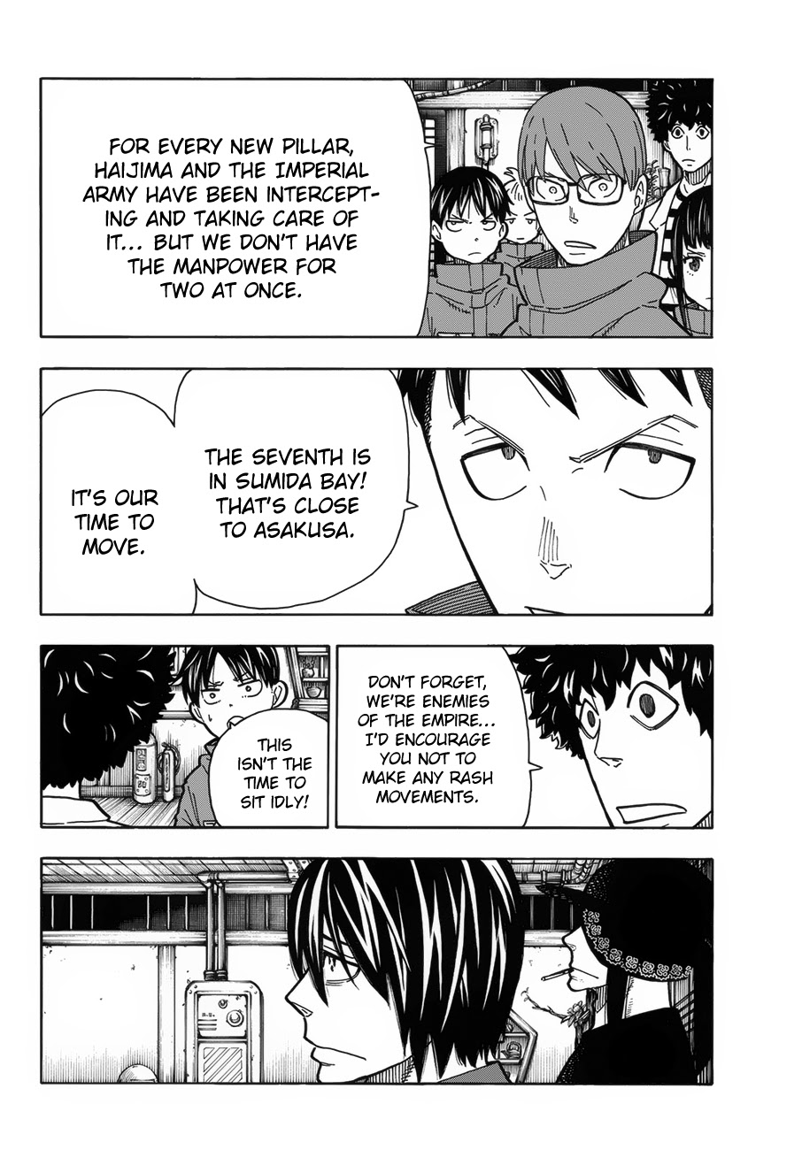 Enen no Shouboutai Chapter 223 page 8 - Chapter 223: The Roughneck Departs