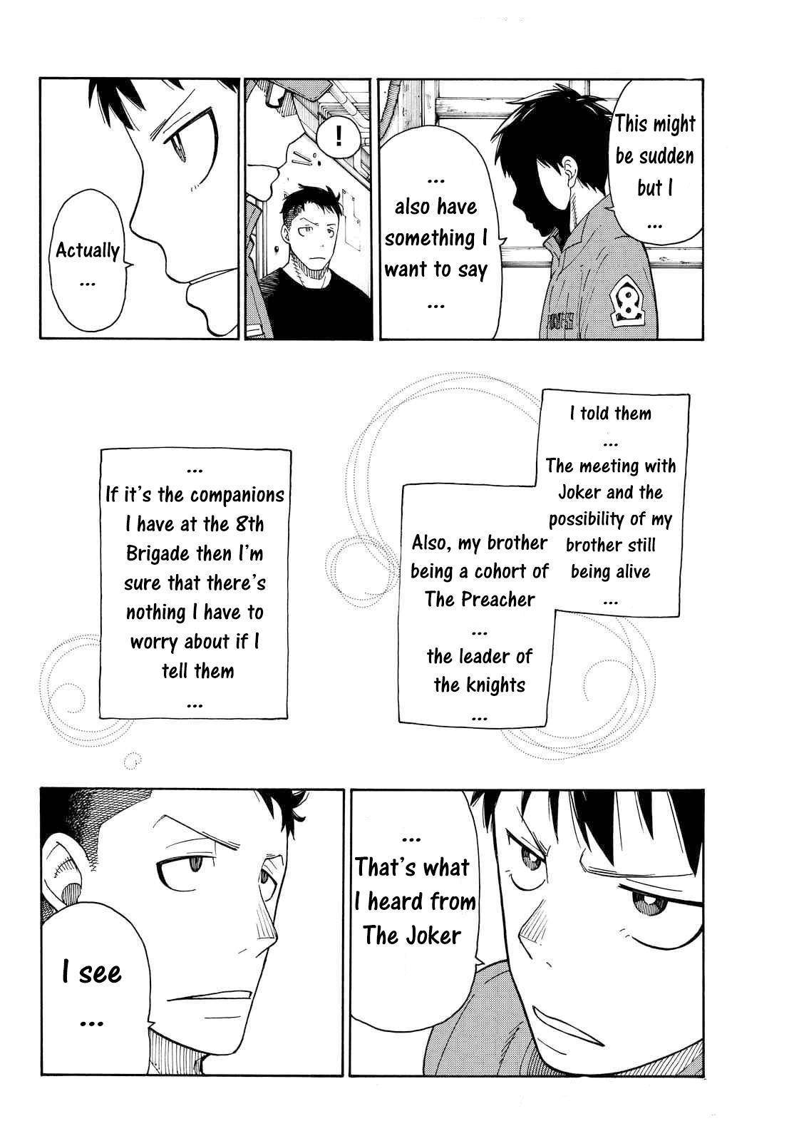 Enen no Shouboutai Chapter 38 page 8 - Chapter 38: The Whereabouts of the White-Hoods