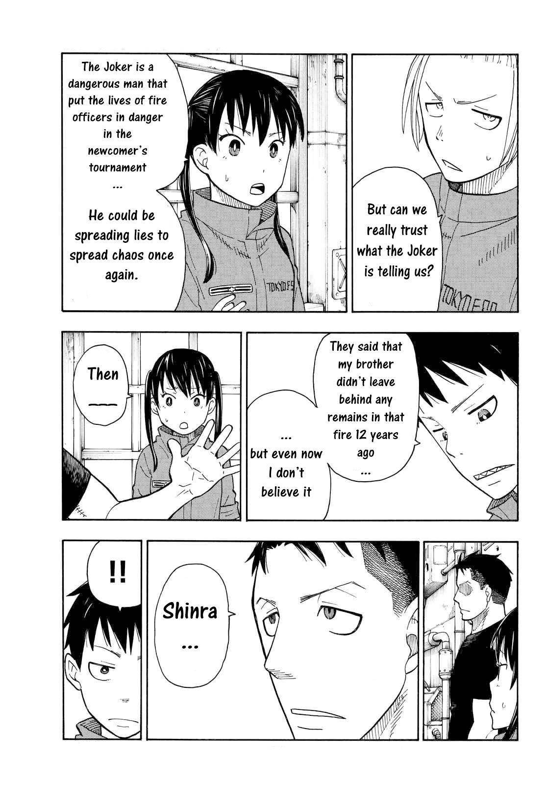 Enen no Shouboutai Chapter 38 page 9 - Chapter 38: The Whereabouts of the White-Hoods
