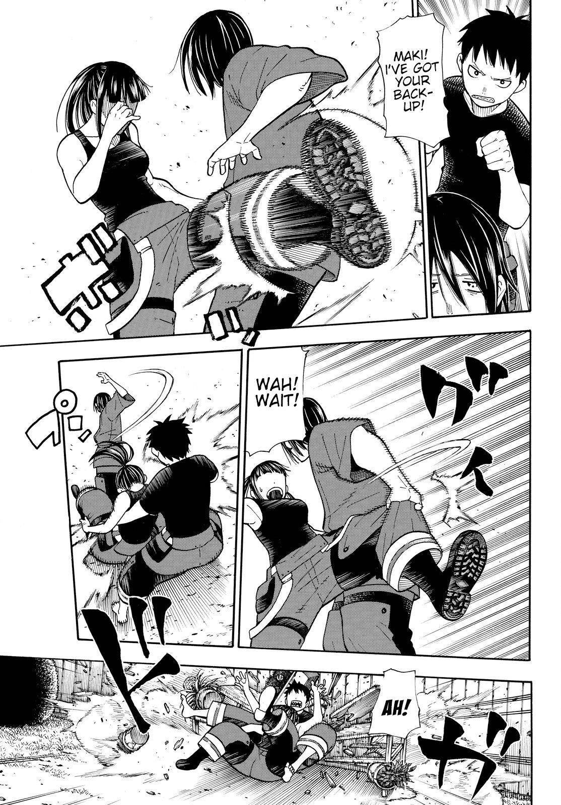 Enen no Shouboutai Chapter 41 page 15 - Chapter 41: The Fury of the Hybrid Type Fire Officer