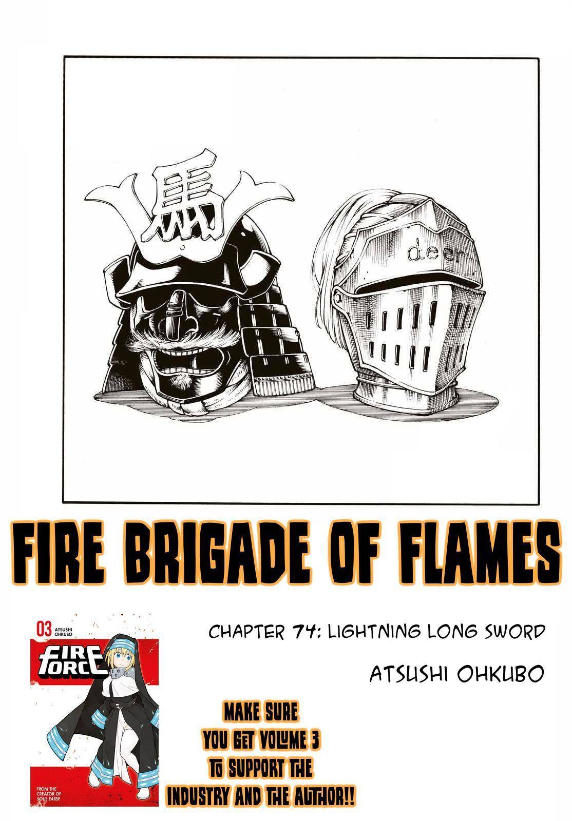 Enen no Shouboutai Chapter 74 page 1 - Chapter 74: Lightning Long Sword