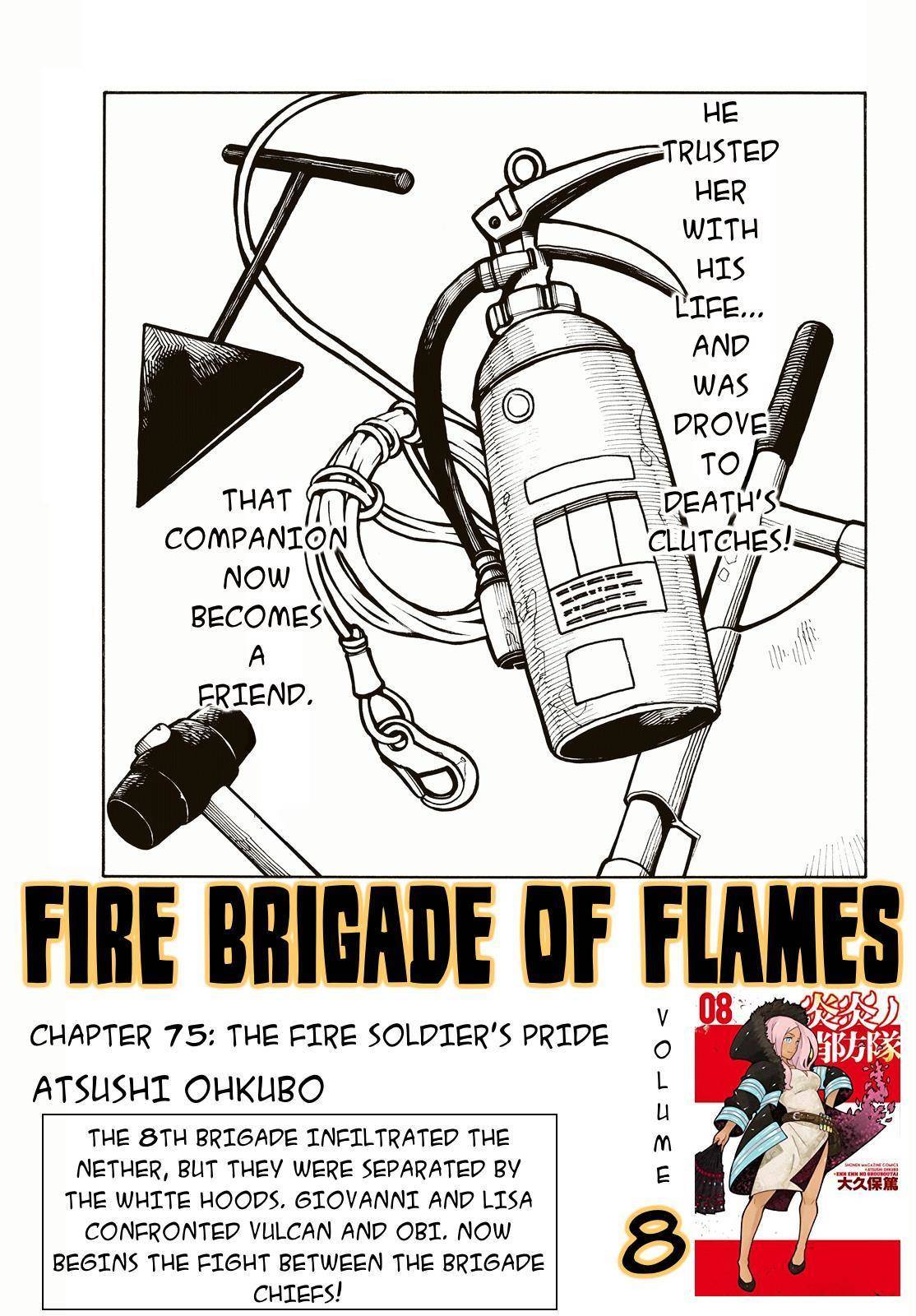 Enen no Shouboutai Chapter 75 page 1 - Chapter 75: The Fire Solider's Pride