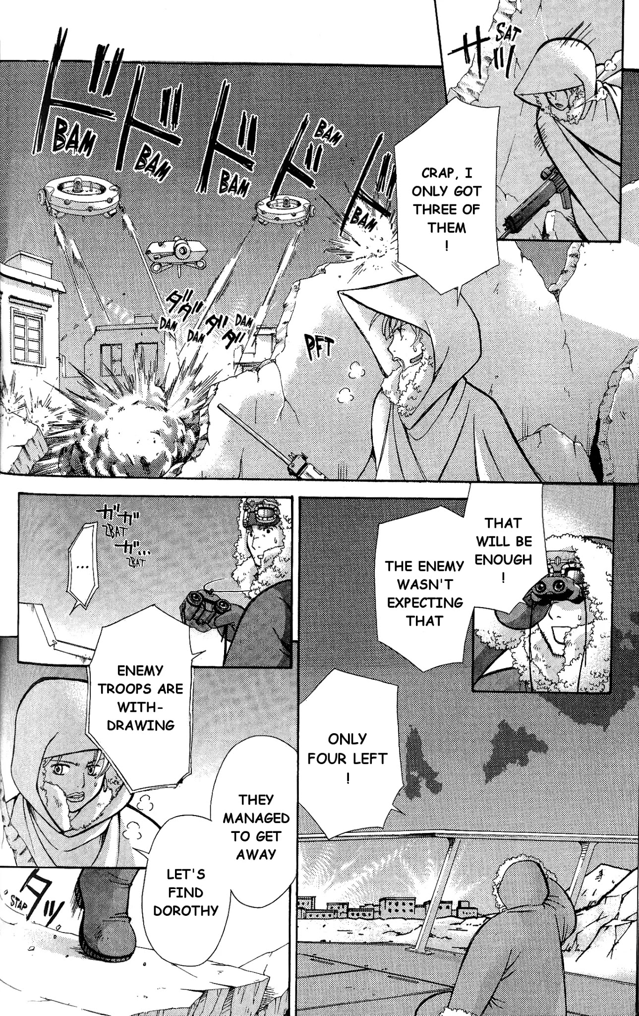 Ergo Proxy: Centzon Hitchers and Undertaker Chapter 7 page 22 - Chapter 7: Addressee's Song