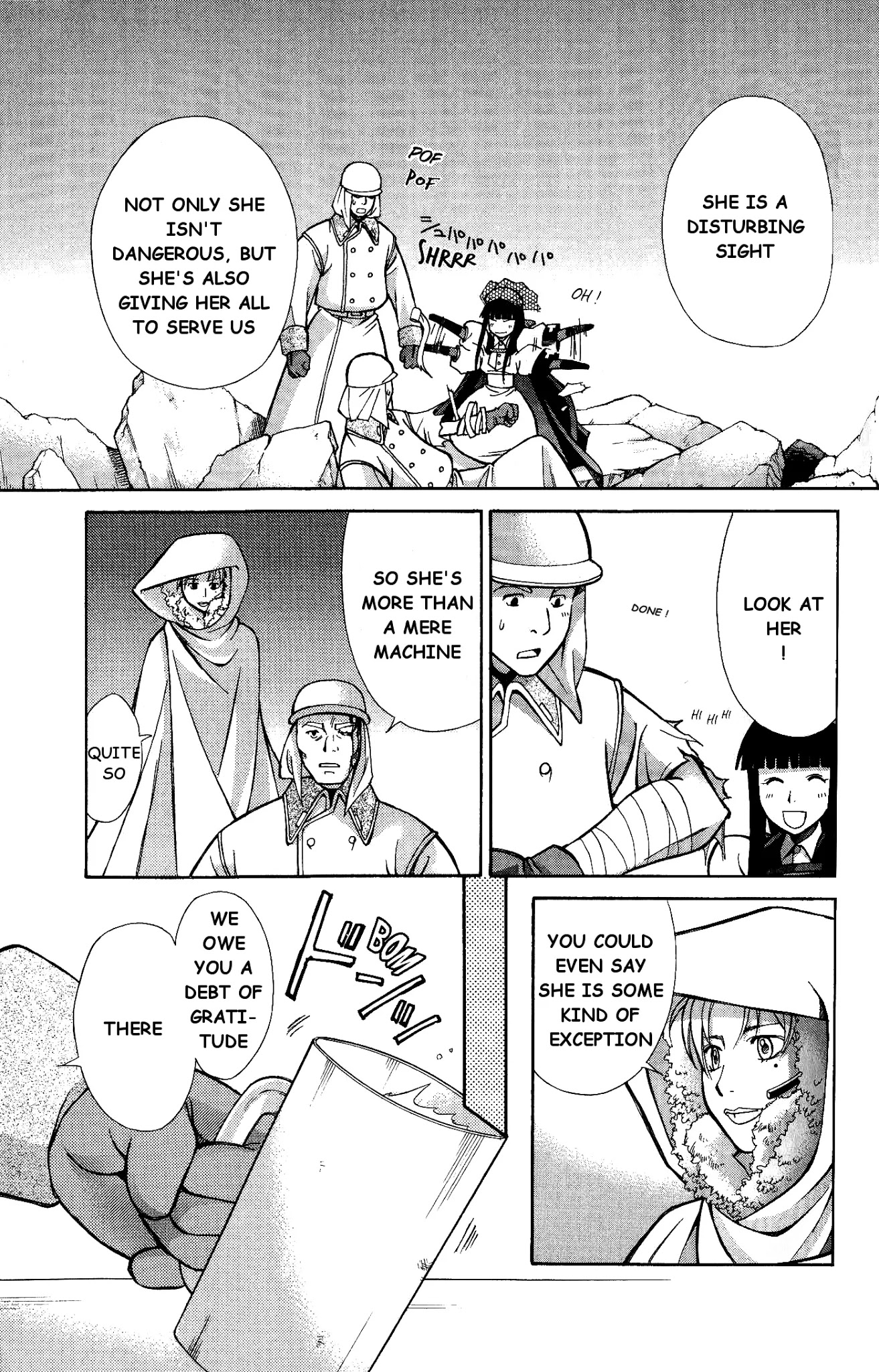 Ergo Proxy: Centzon Hitchers and Undertaker Chapter 7 page 27 - Chapter 7: Addressee's Song