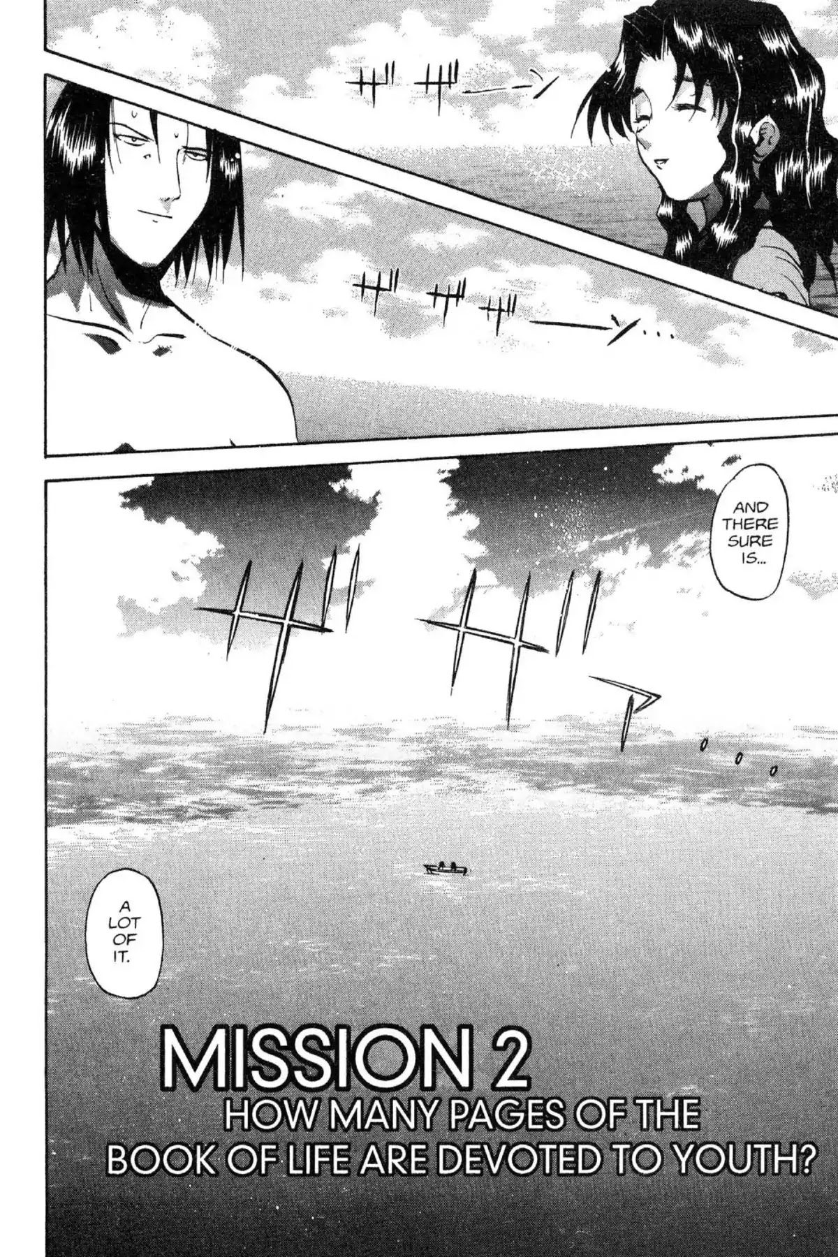 Excel Saga Chapter 12.2 page 2 - Vol.12 Mission 2: How Many Pages of the Book of Life Are Devoted to Youth?